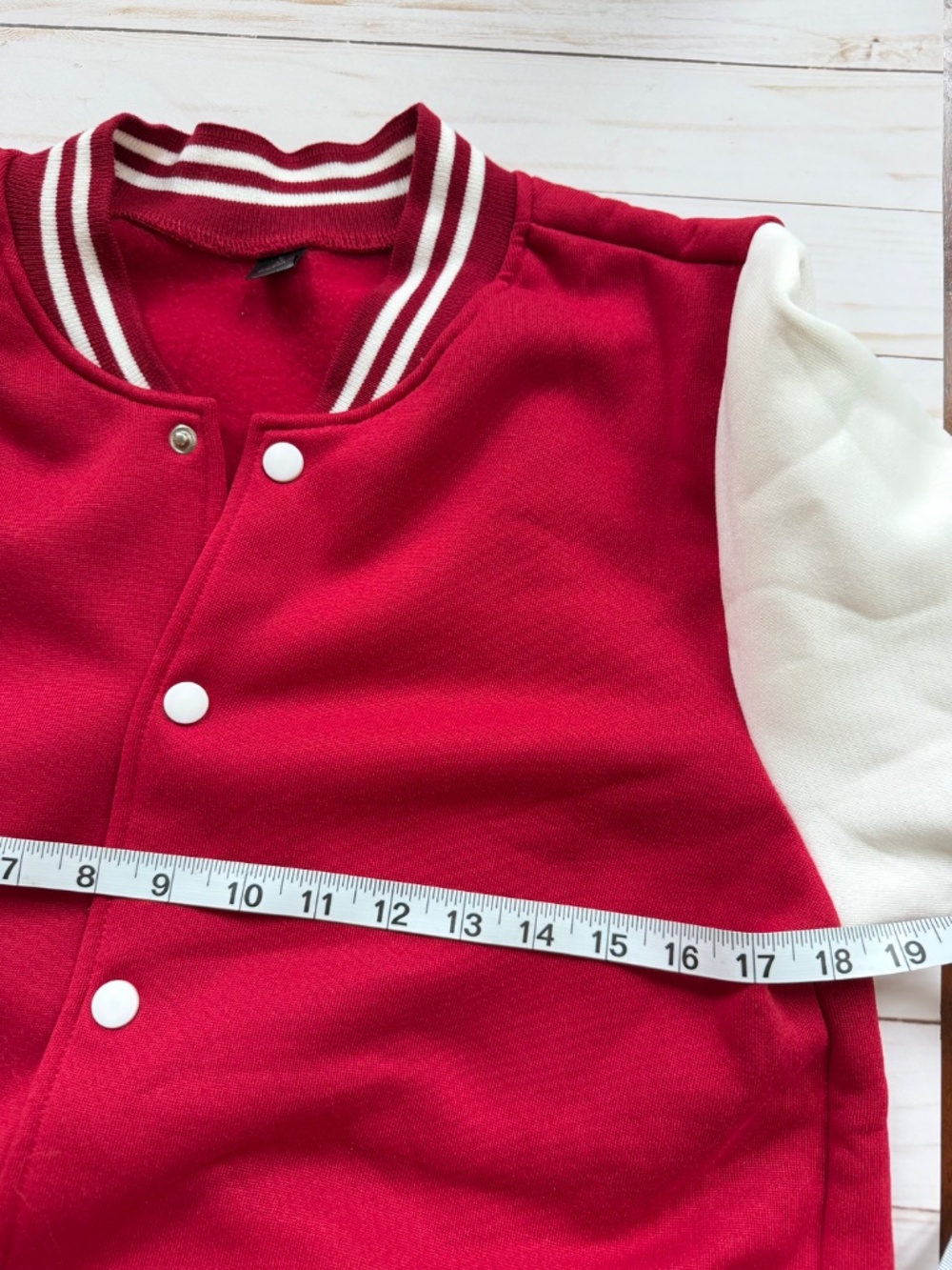 Red Varsity Jacket Women Size M Snap Front Bomber Letterman Style - Picture 8 of 9